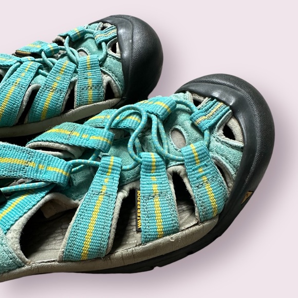 Women’s Keen Waterproof Hiking Sandals Turquoise And Yellow Size 6.5 - Picture 4 of 11